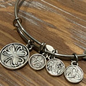 Alex and Ani style, adjustable silver bracelet with Irish charms